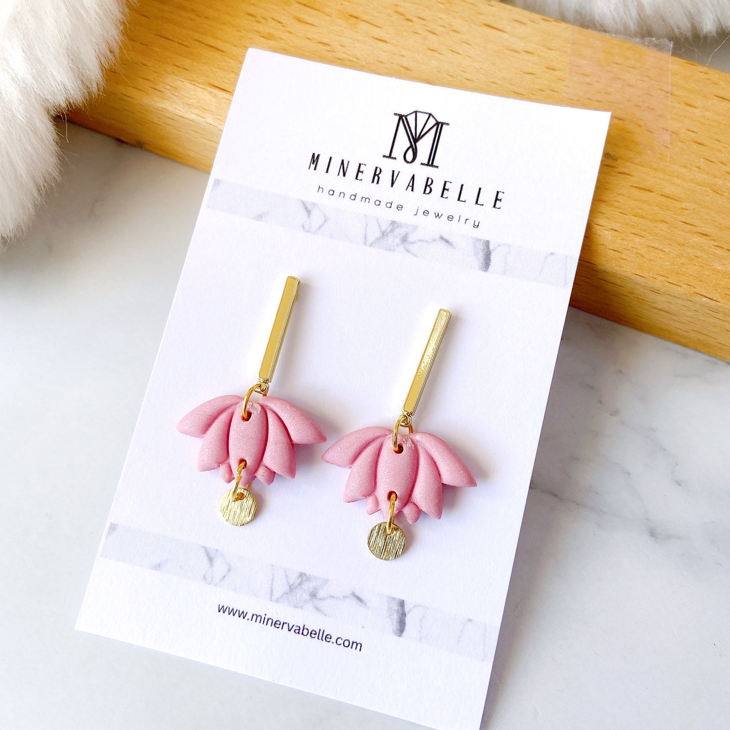 Turquoise Lotus Petal Polymer Clay Earrings – Pastel Collection