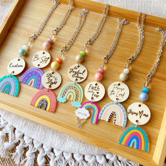 Smiley Cloud Boho Rainbow Bible Message Car Hanging Charm