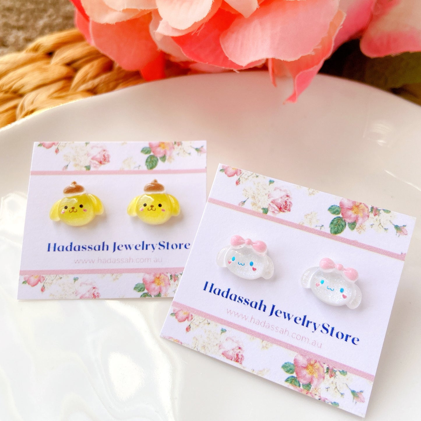 Pudding Dog Glitter Crystal Jelly Hypoallergenic Stud Earrings