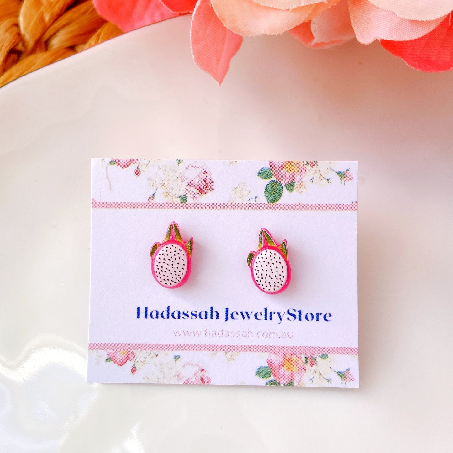 Avocado Crystal Clear Fruit Earrings