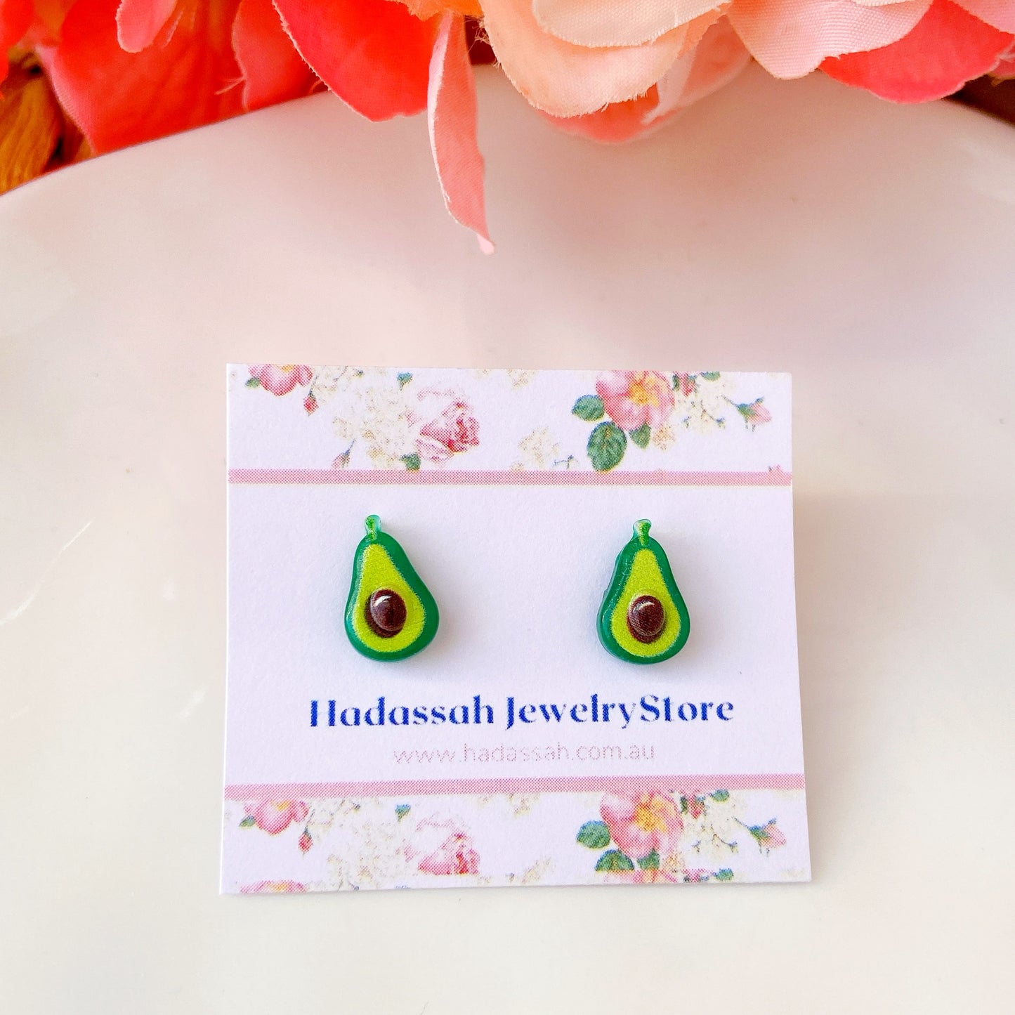 Avocado Crystal Clear Fruit Earrings