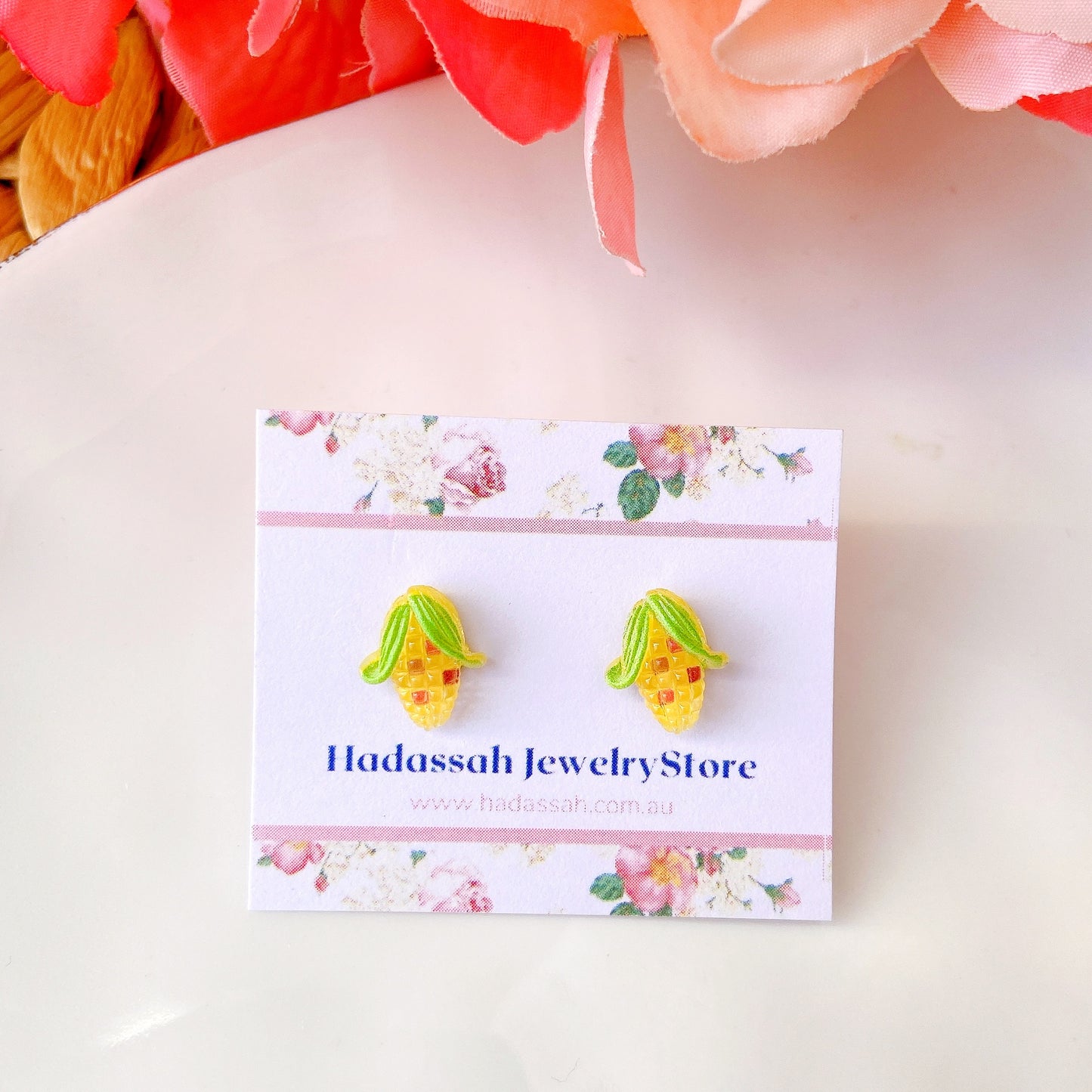 Avocado Crystal Clear Fruit Earrings