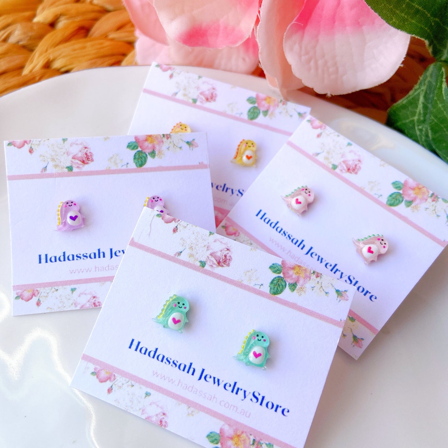 Yellow Tiny Dinosaur Hypoallergenic Stud Earrings