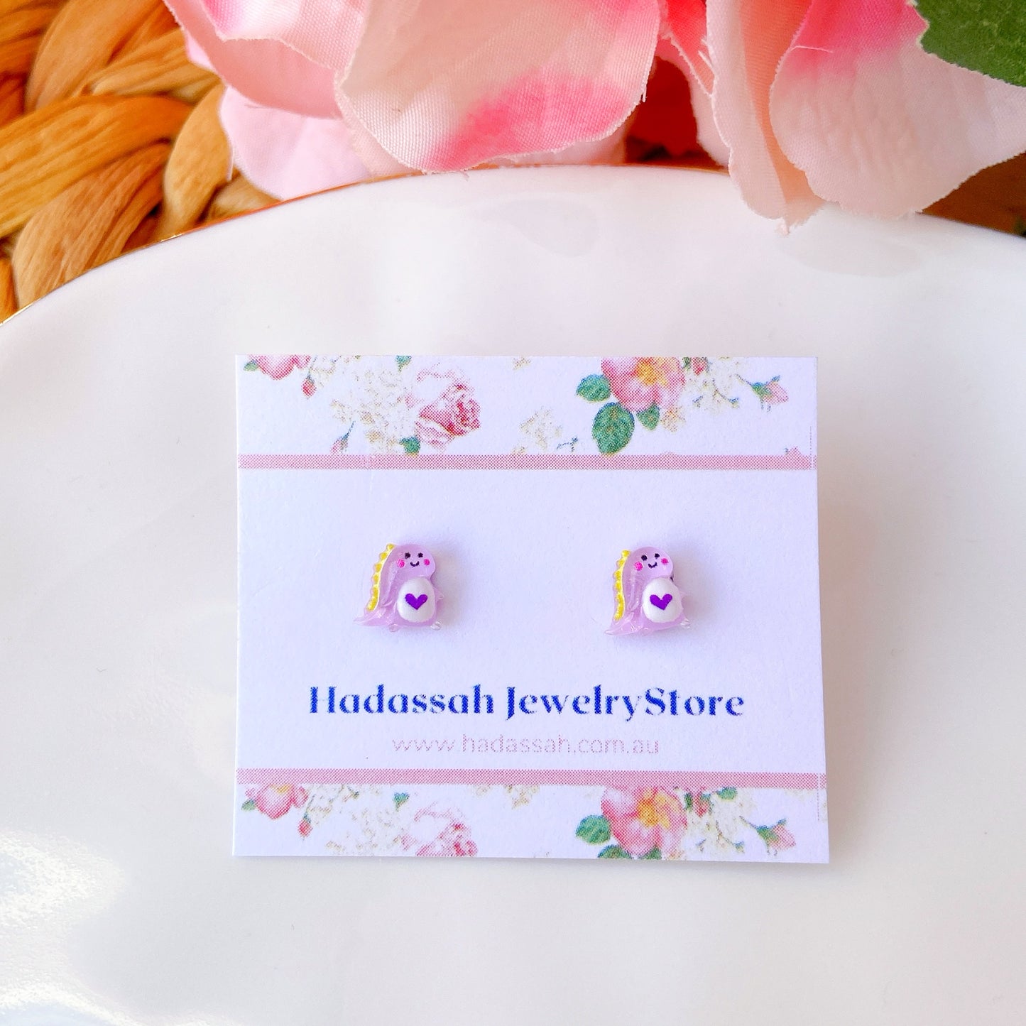 Yellow Tiny Dinosaur Hypoallergenic Stud Earrings