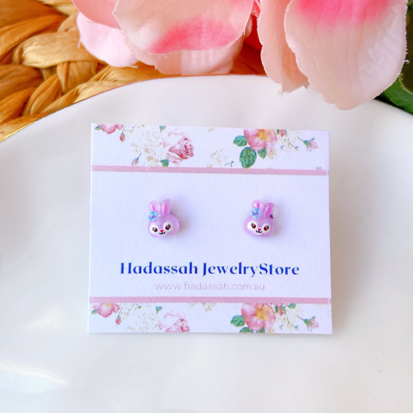 Tiny StellaLou Rabbit Inspired Hypoallergenic Stud Earrings