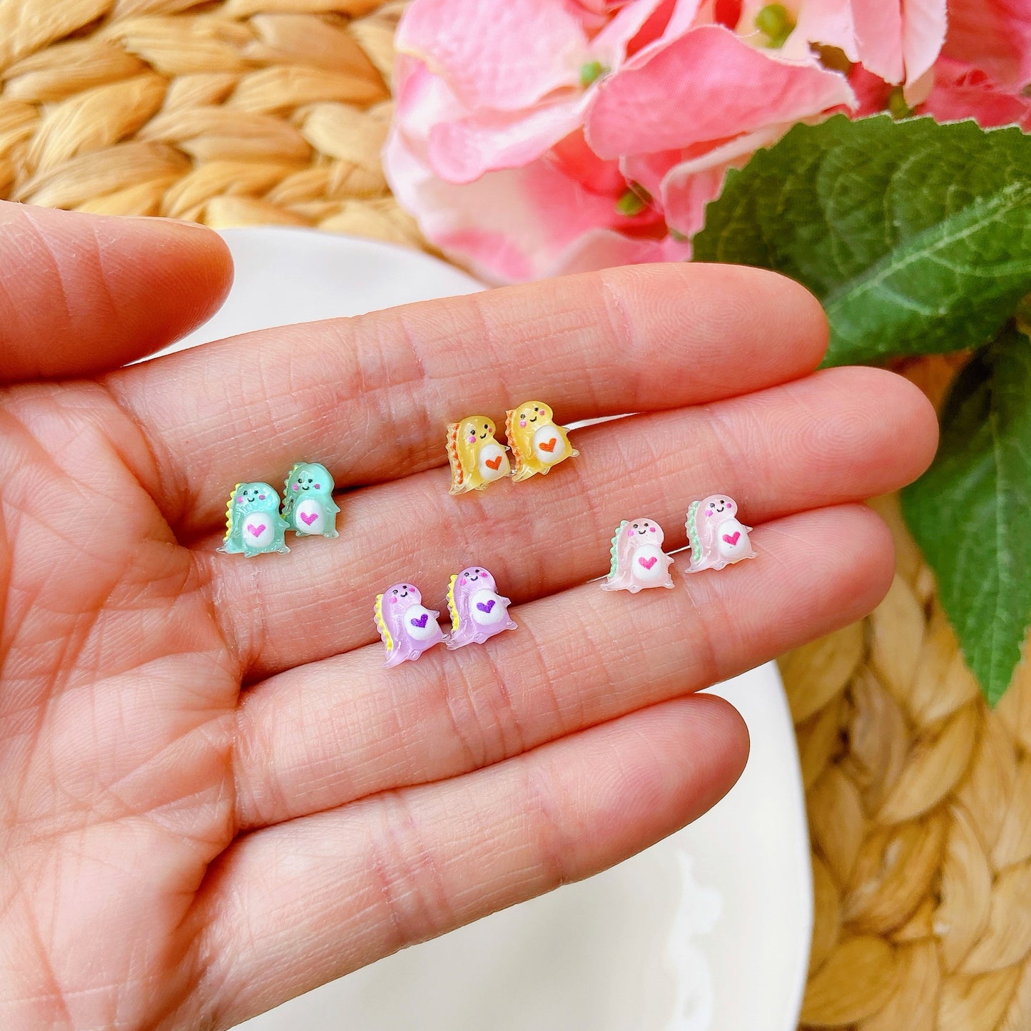 Yellow Tiny Dinosaur Hypoallergenic Stud Earrings