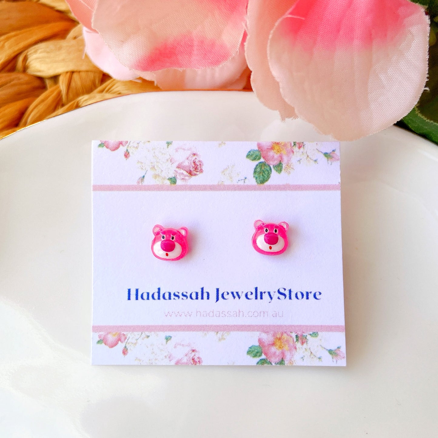 Tiny Lotso Bear Hypoallergenic Stud Earrings