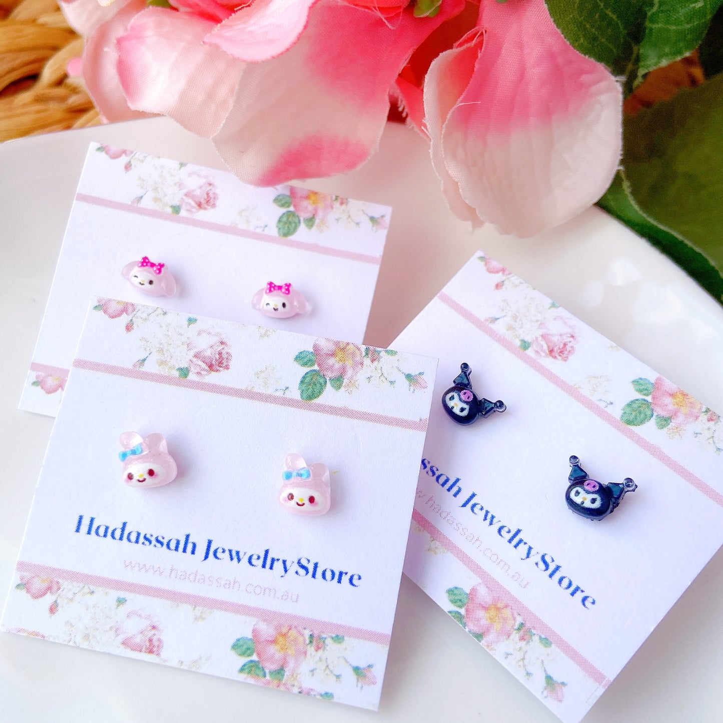 Tiny Pink Bow My Melody Inspired Hypoallergenic Stud Earrings