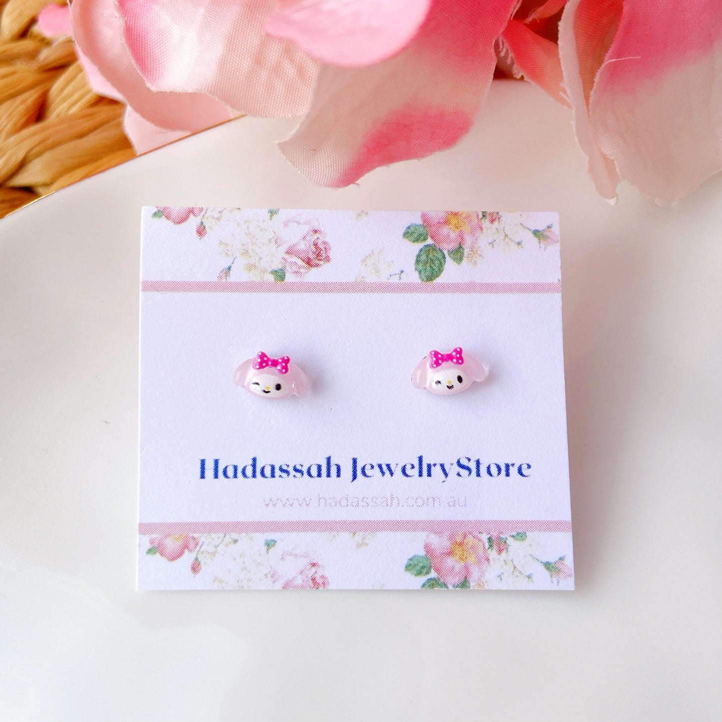 Tiny Pink Bow My Melody Inspired Hypoallergenic Stud Earrings