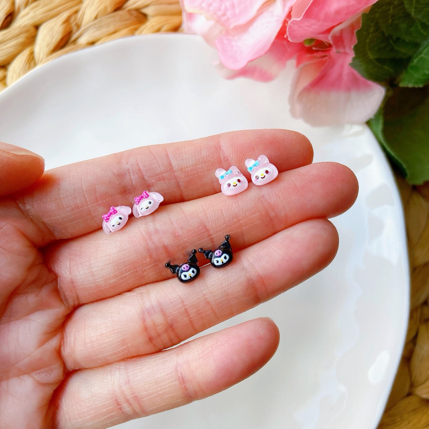 Tiny Pink Bow My Melody Inspired Hypoallergenic Stud Earrings