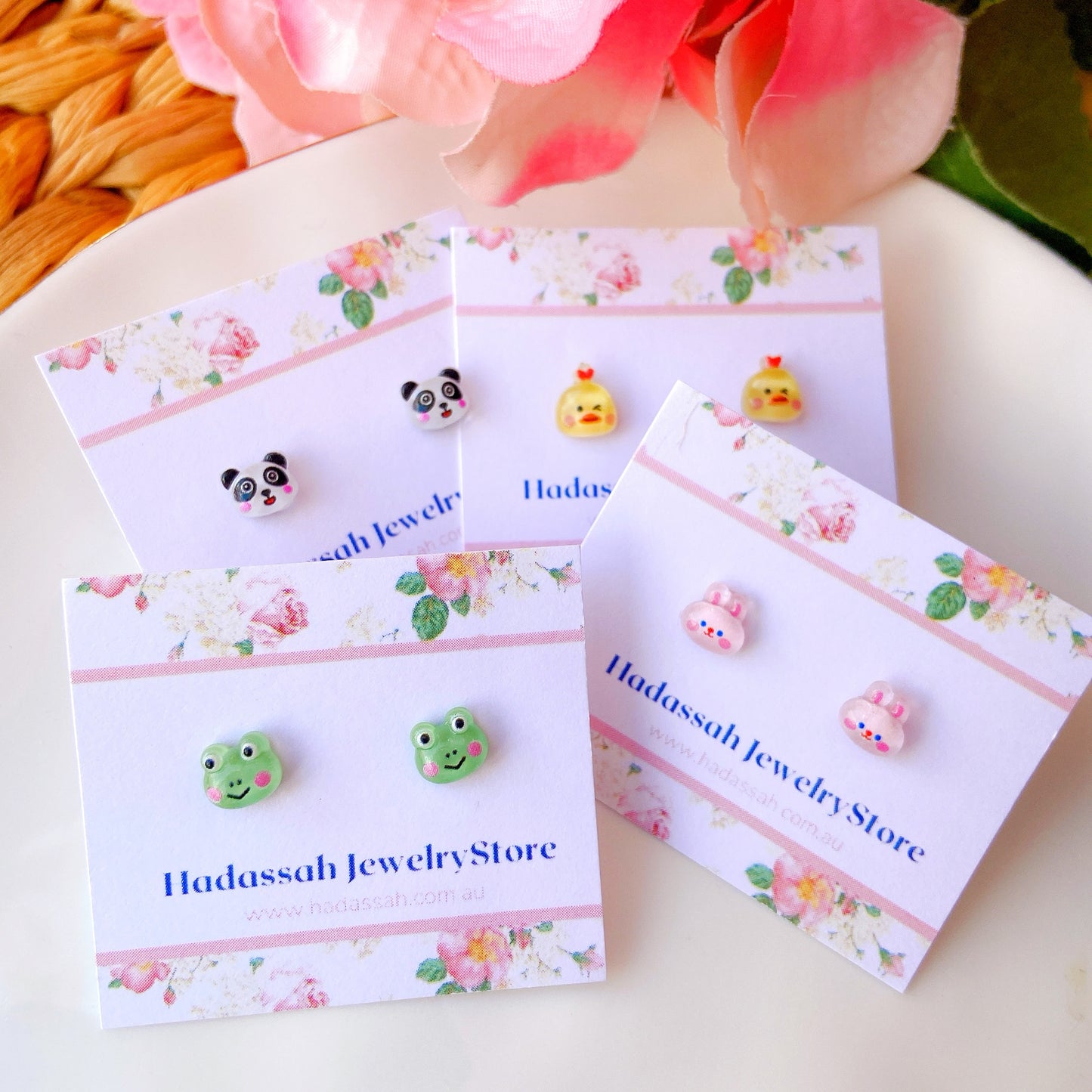 Tiny Bunny Rabbit Crystal Jelly Hypoallergenic Stud Earrings