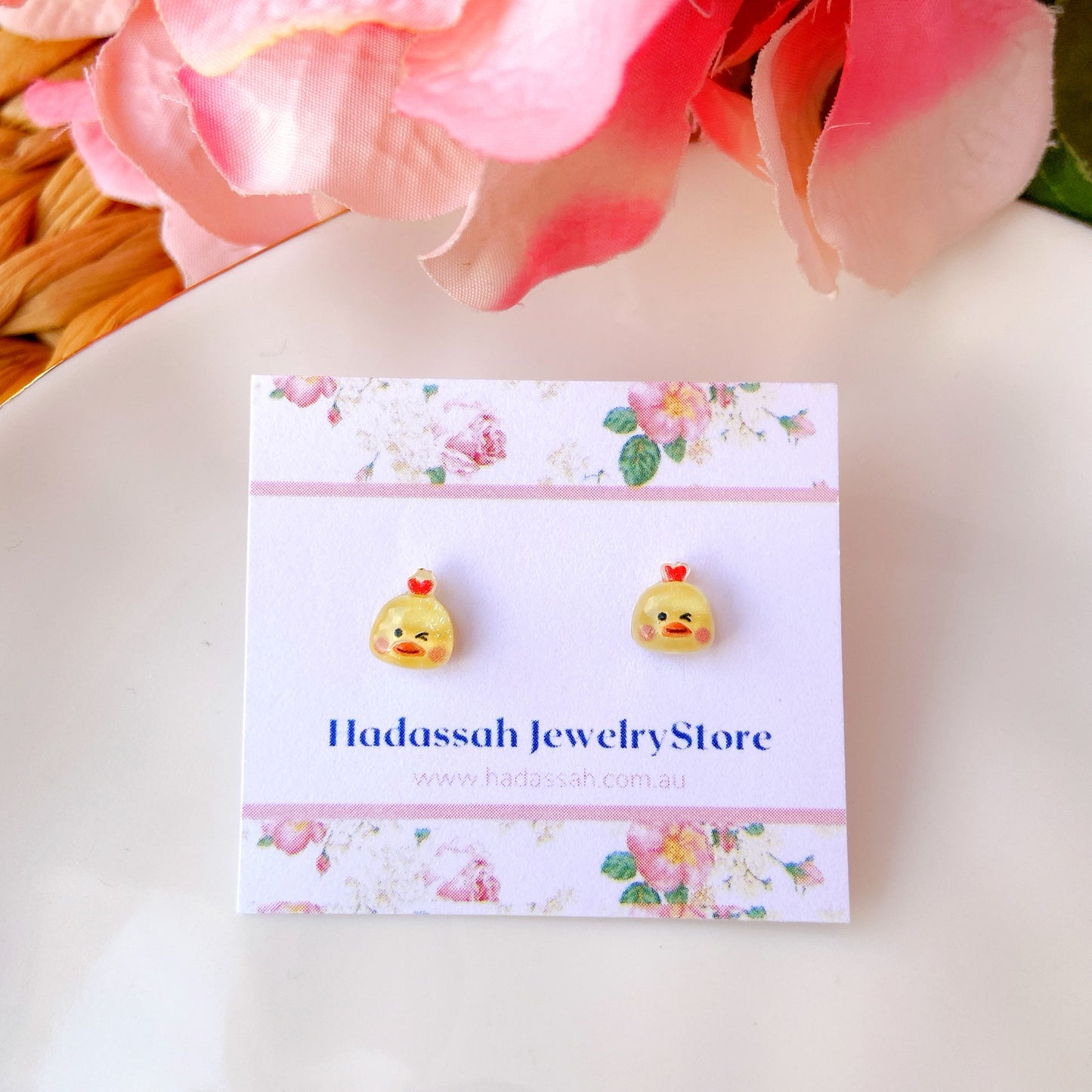 Tiny Bunny Rabbit Crystal Jelly Hypoallergenic Stud Earrings