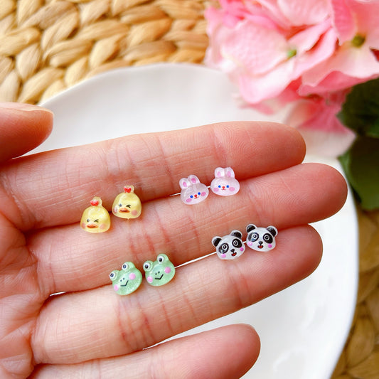 Tiny Panda Crystal Jelly Hypoallergenic Stud Earrings