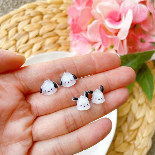 Upright-ear Pochacco Dog Glitter Crystal Jelly Hypoallergenic Stud Earrings