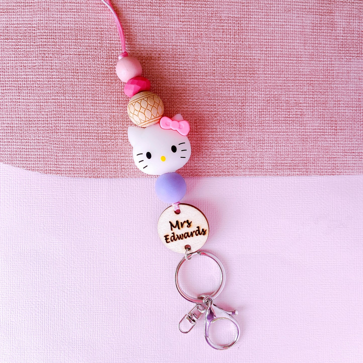 Adorable Kitty Cat Personalized Teacher Lanyard