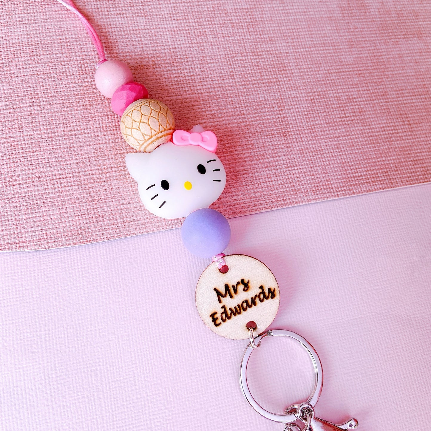 Adorable Kitty Cat Personalized Teacher Lanyard