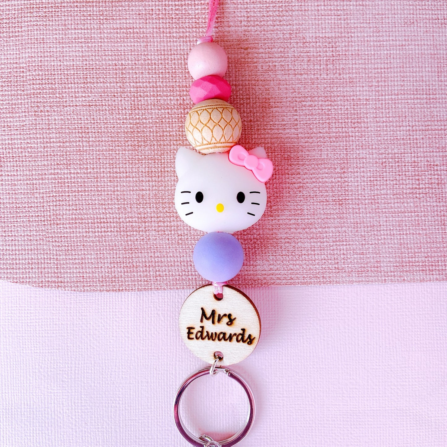 Adorable Kitty Cat Personalized Teacher Lanyard