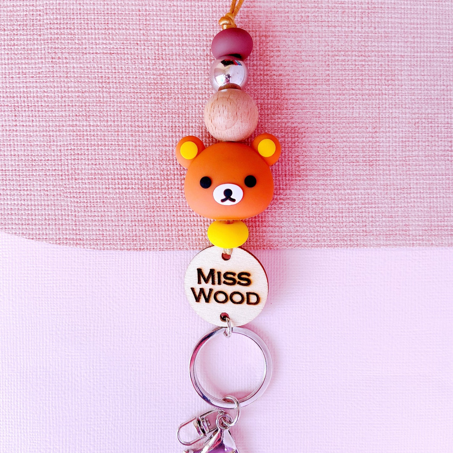 Rilakkuma Bear Inspired Name Personalized Teacher ID Key Lanyard
