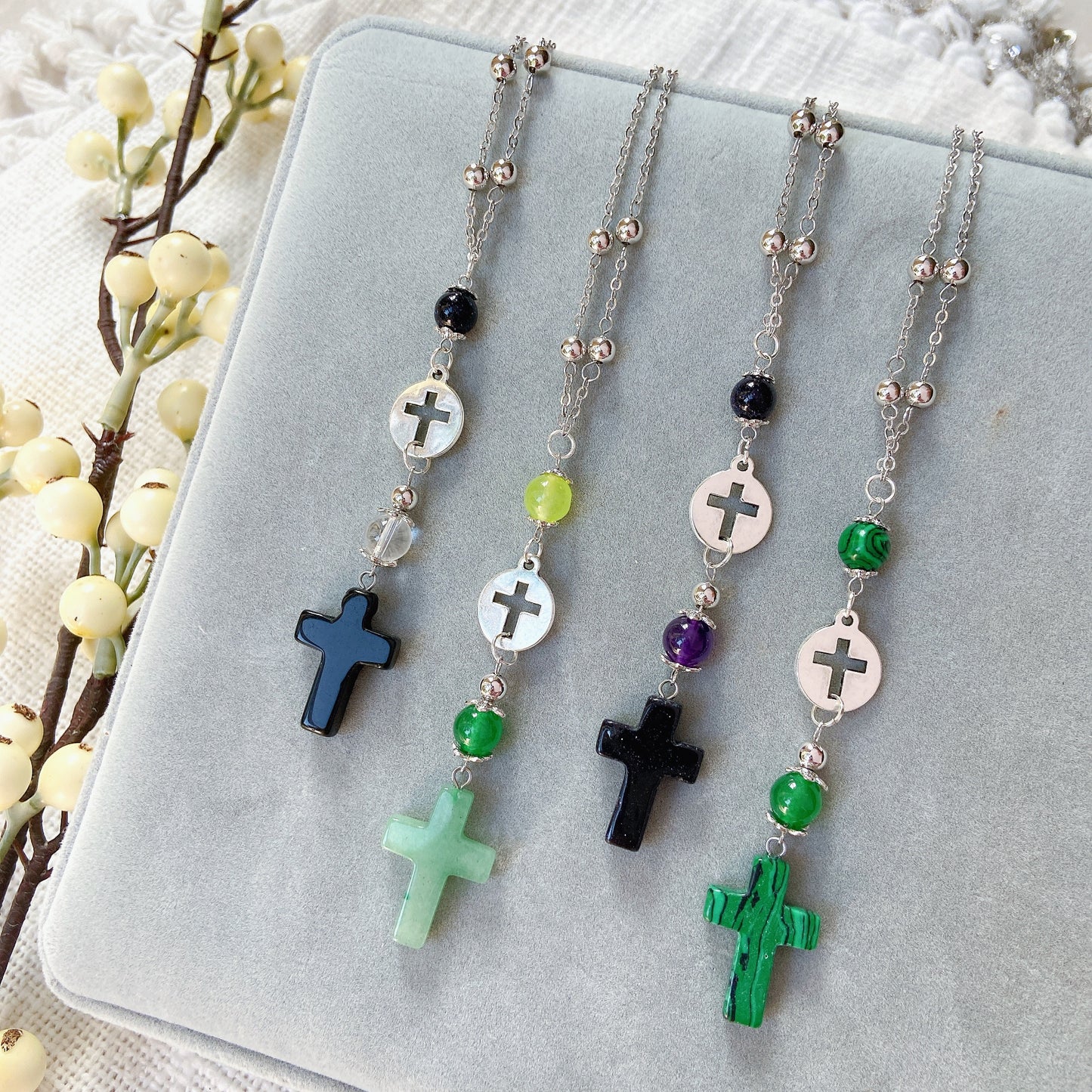 Wooden Leaf with Goldfoil Polymer Clay Beaded Essential Oil Car Hanging Charm