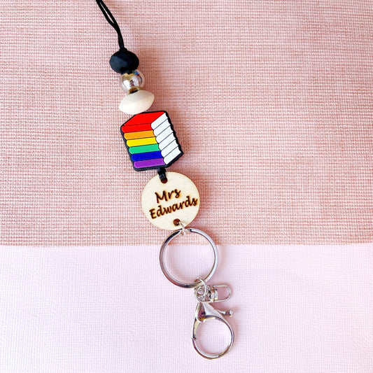Teacher and Books Personalized Teacher Lanyard