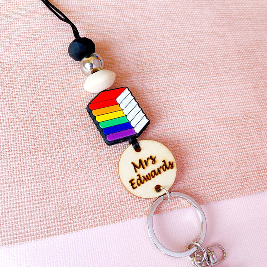 Teacher and Books Personalized Teacher Lanyard