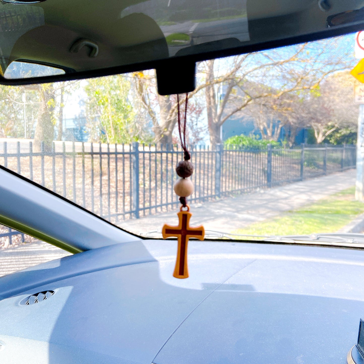 Simple Wooden Cross with Essential Oil beads & Scripture Tag
