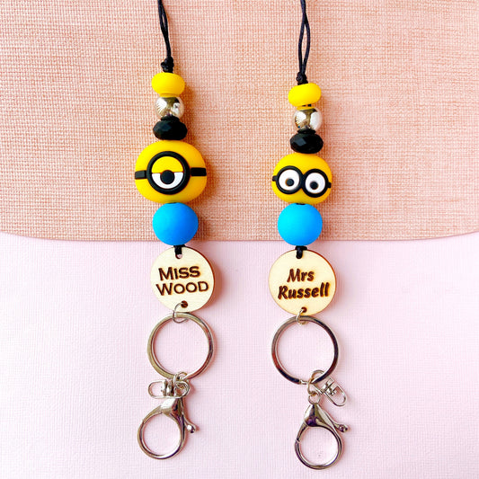 Minions Kevin and Carl Personalized Name Teacher ID Key Lanyard