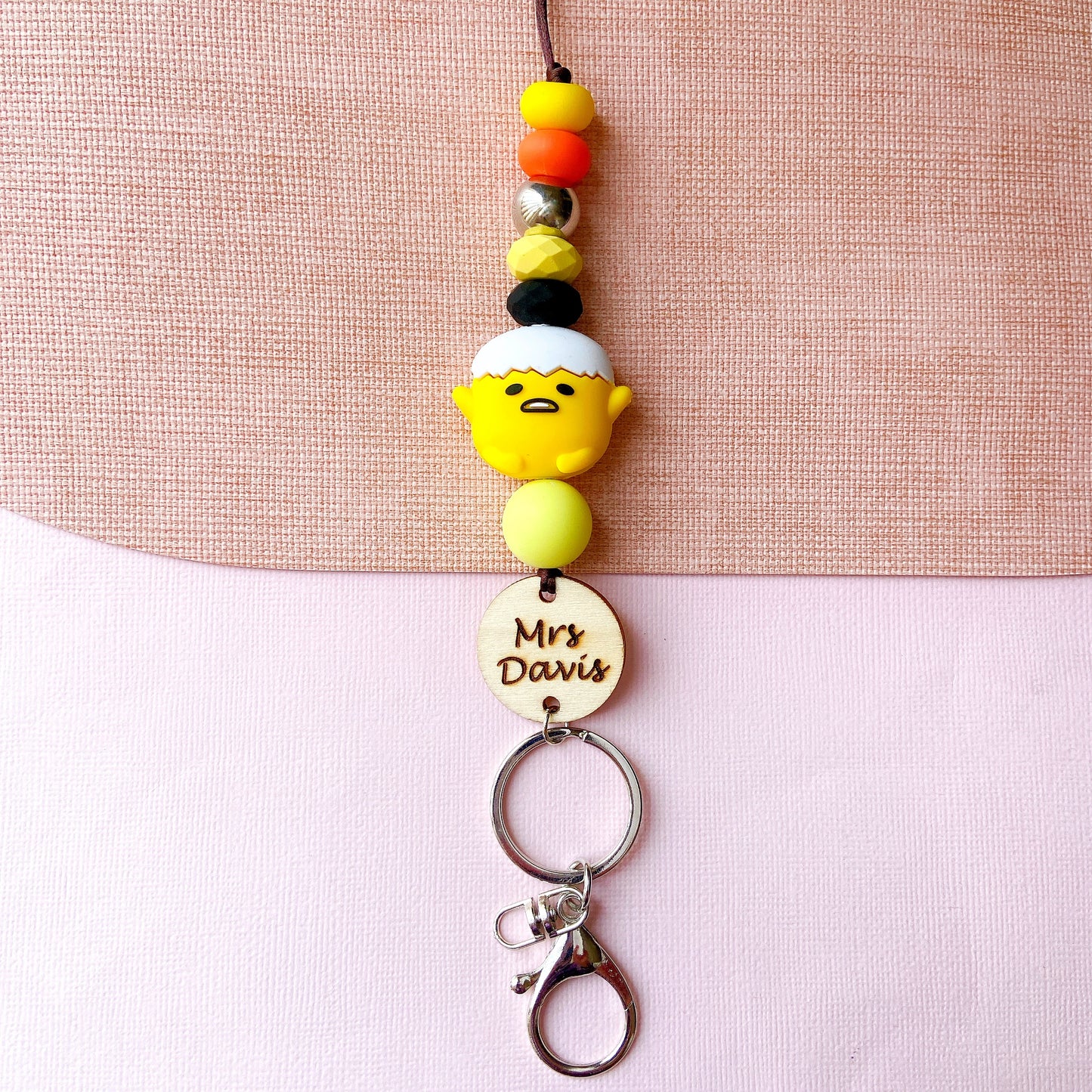 Gudetama Egg Inspired Name Personalized Teacher ID Key Lanyard