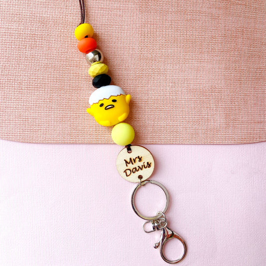 Gudetama Egg Inspired Name Personalized Teacher ID Key Lanyard