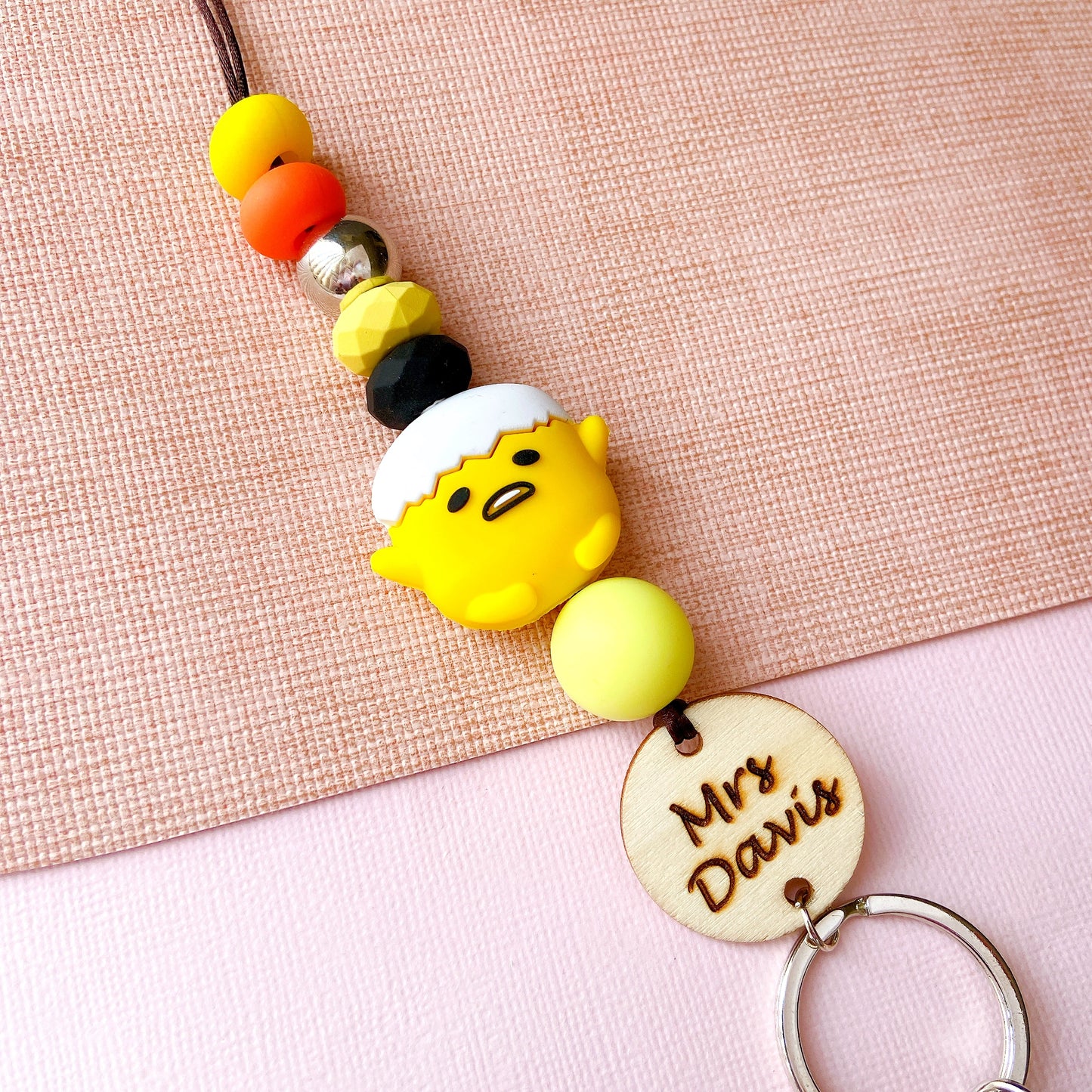 Gudetama Egg Inspired Name Personalized Teacher ID Key Lanyard