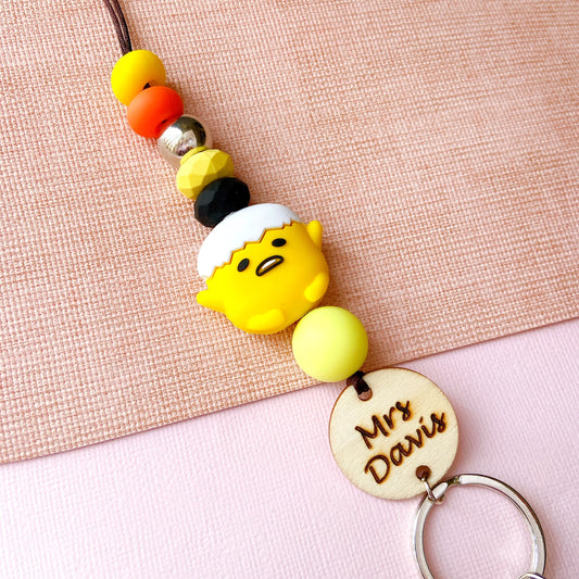 Gudetama Egg Inspired Name Personalized Teacher ID Key Lanyard