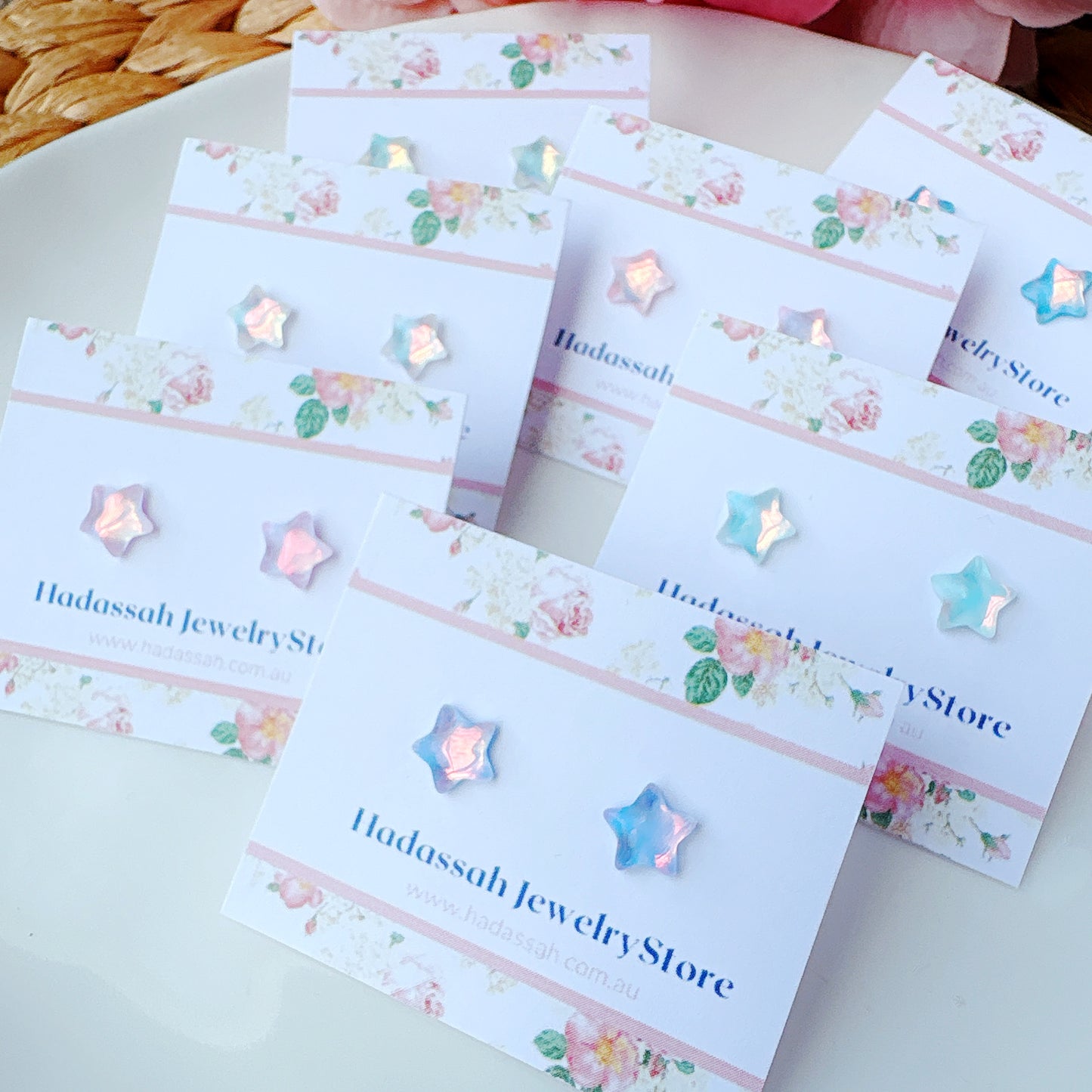 White Star Pearly Sheen Hypoallergenic Stud Earrings