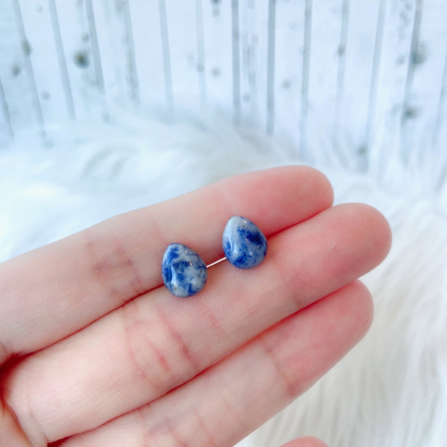 Lapis lazuli 8 x 10mm Teardrop Natural Stone Earrings