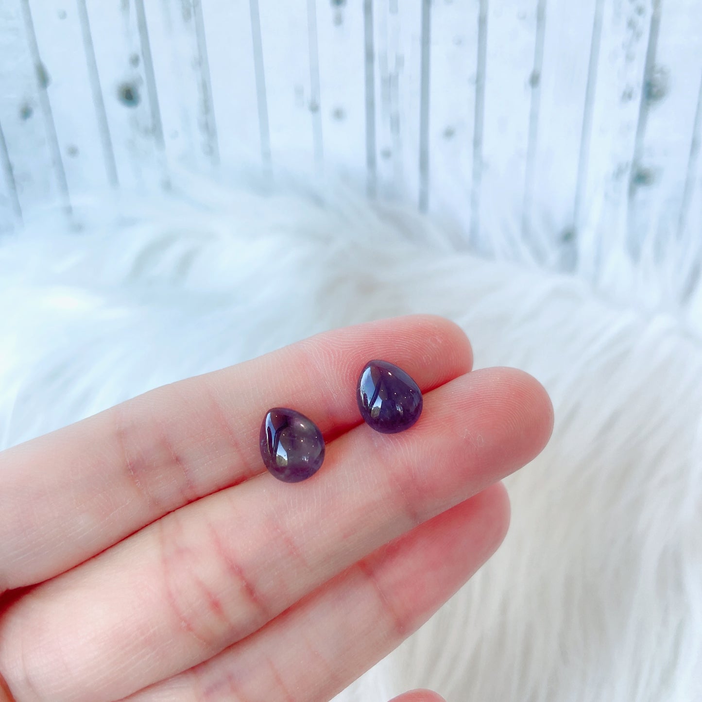 Amethyst 8 x 10mm Teardrop Natural Stone Earrings