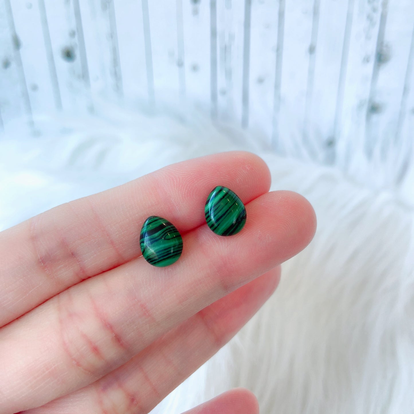 Malachite 8 x 10mm Teardrop Natural Stone Earrings