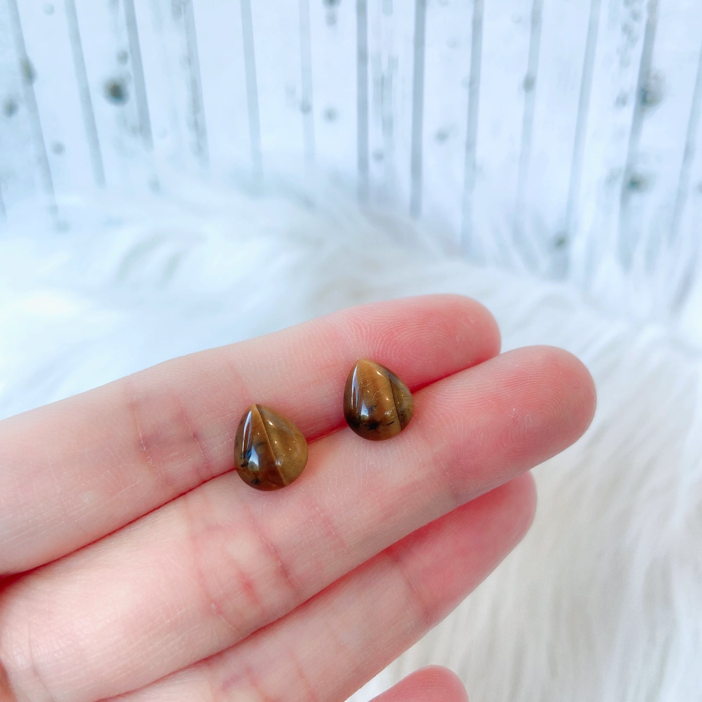 Tiger Eyes 8 x 10mm Teardrop Natural Stone Earrings