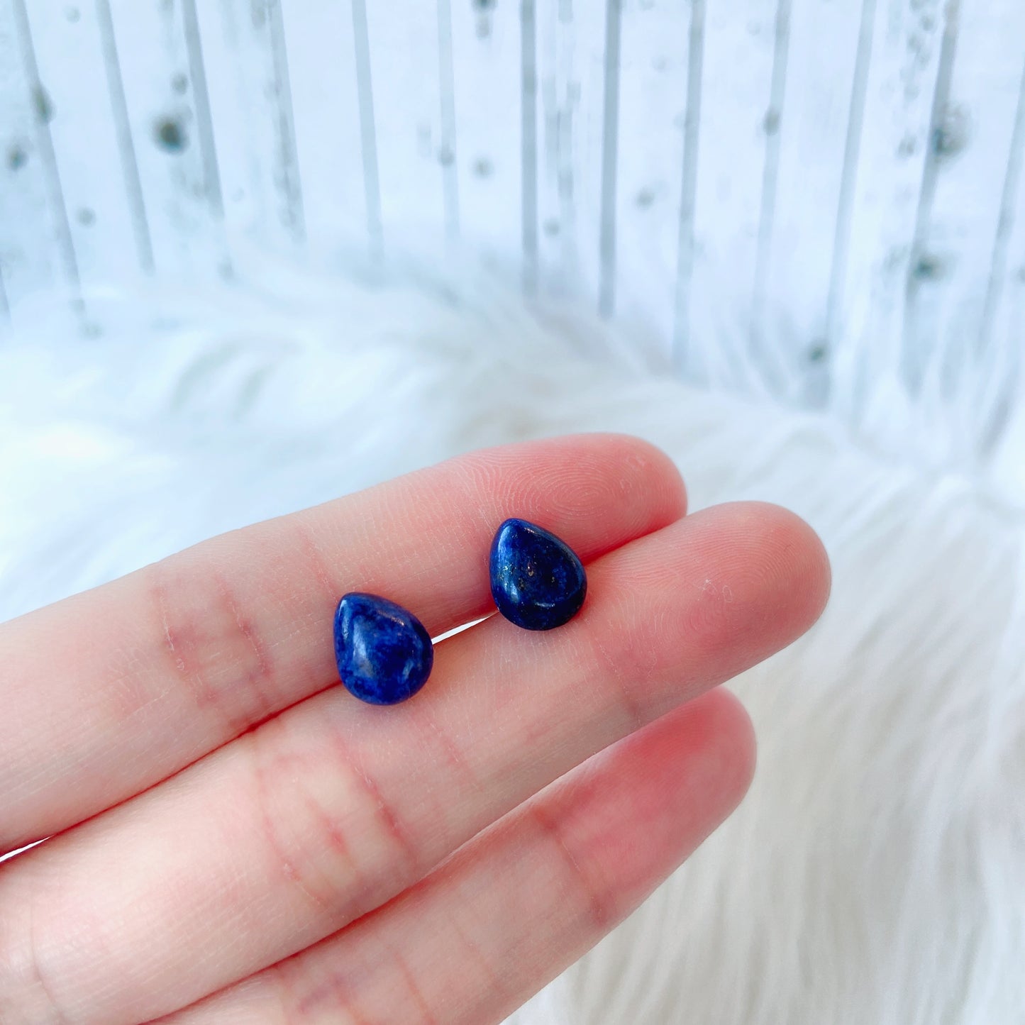 Lazurite 8 x 10mm Teardrop Natural Stone Earrings