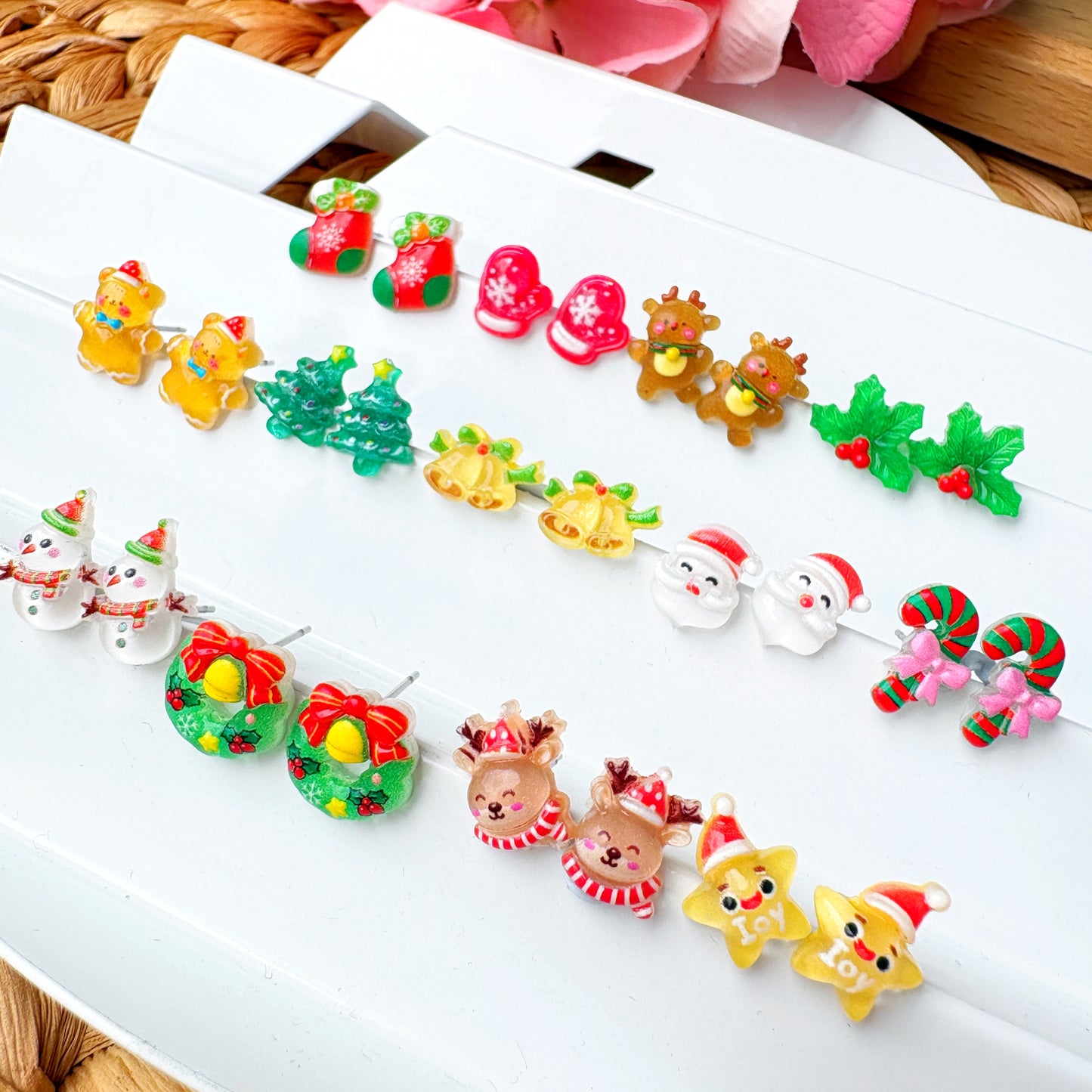 Snowman Christmas Joy Surgical Steel Hypoallergenic Stud Earrings