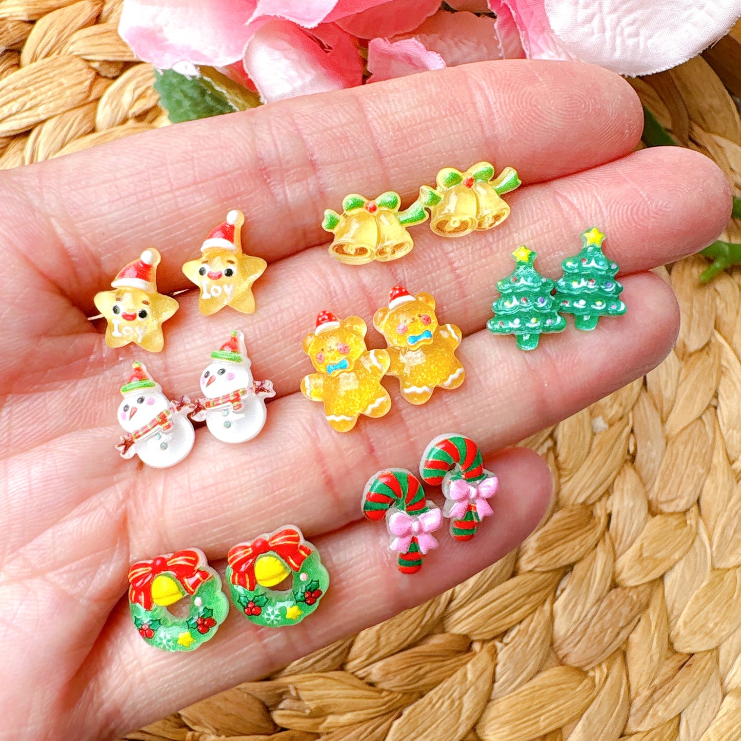 Snowman Christmas Joy Surgical Steel Hypoallergenic Stud Earrings