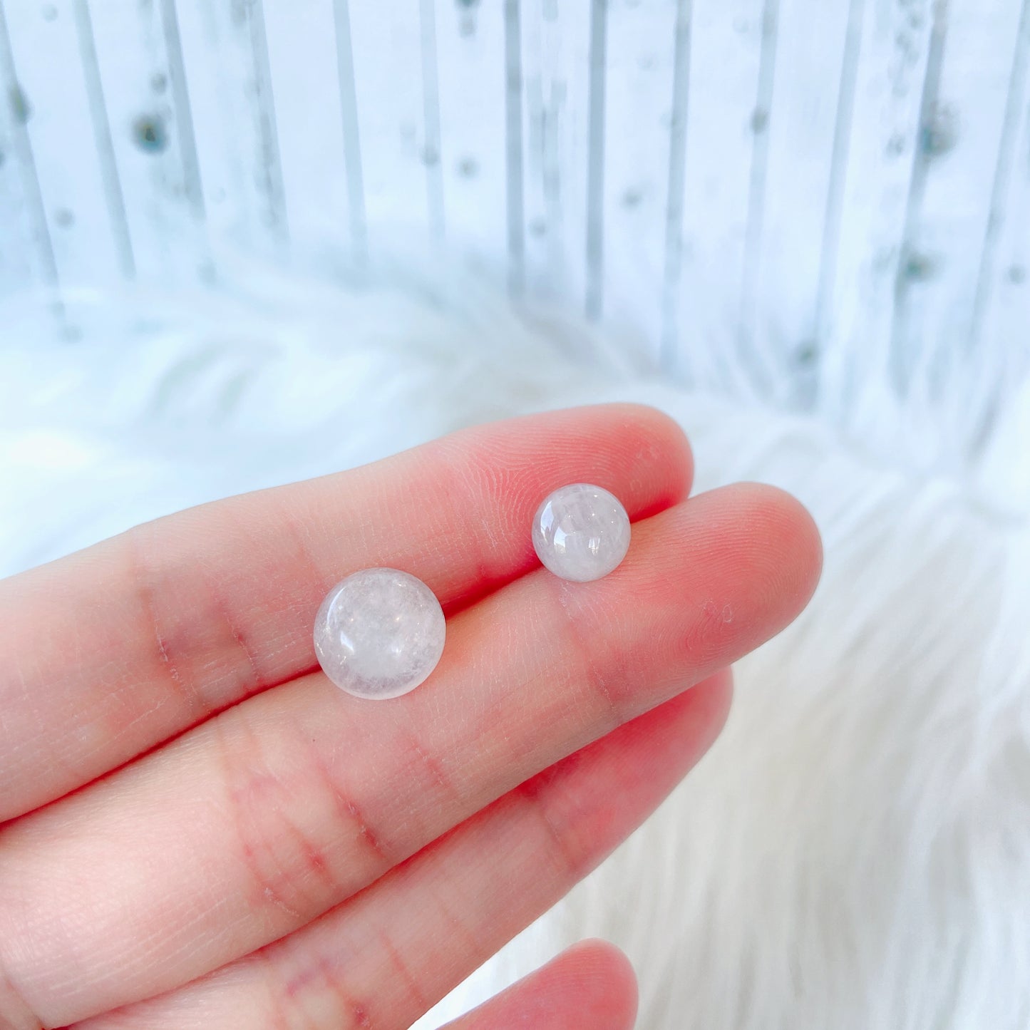 Rose Quartz 8mm/10mm Round Natural Stone Earrings