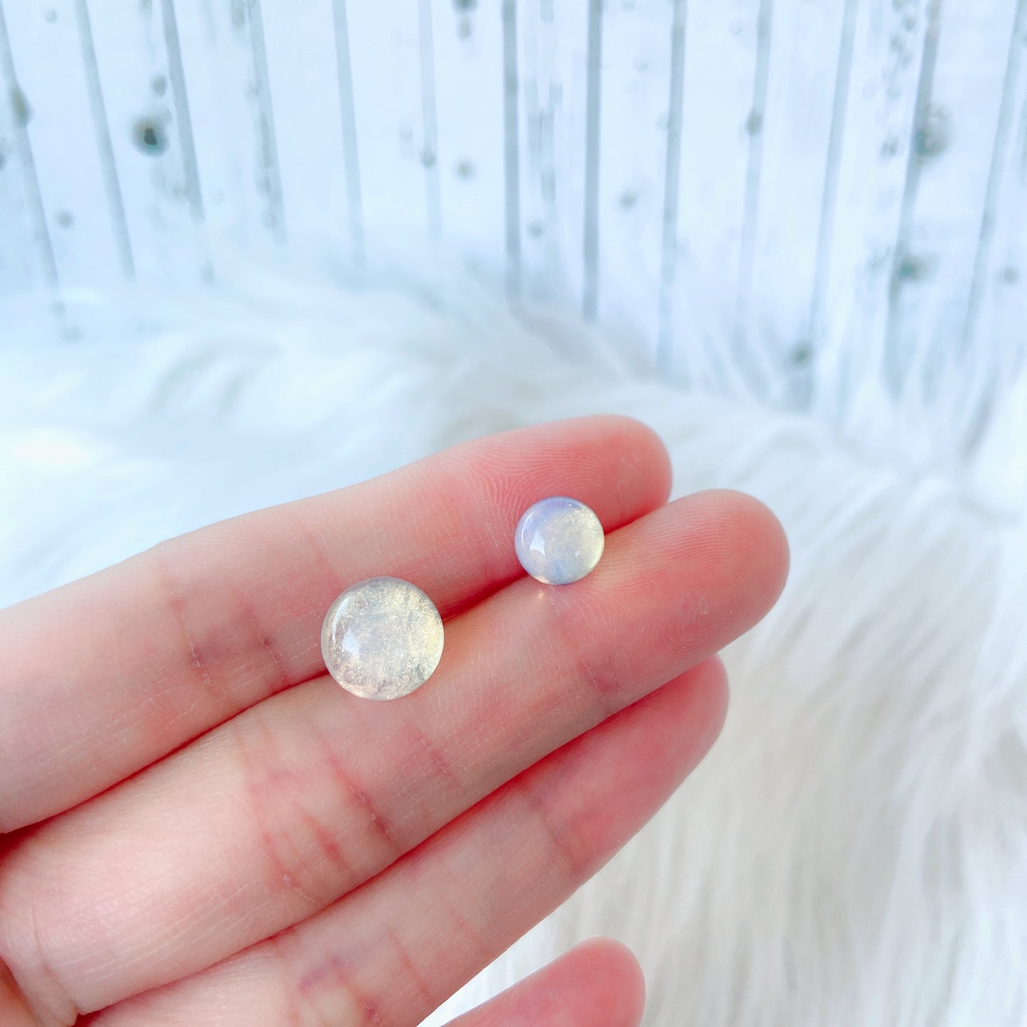 Opalite 8mm/10mm Round Natural Stone Earrings