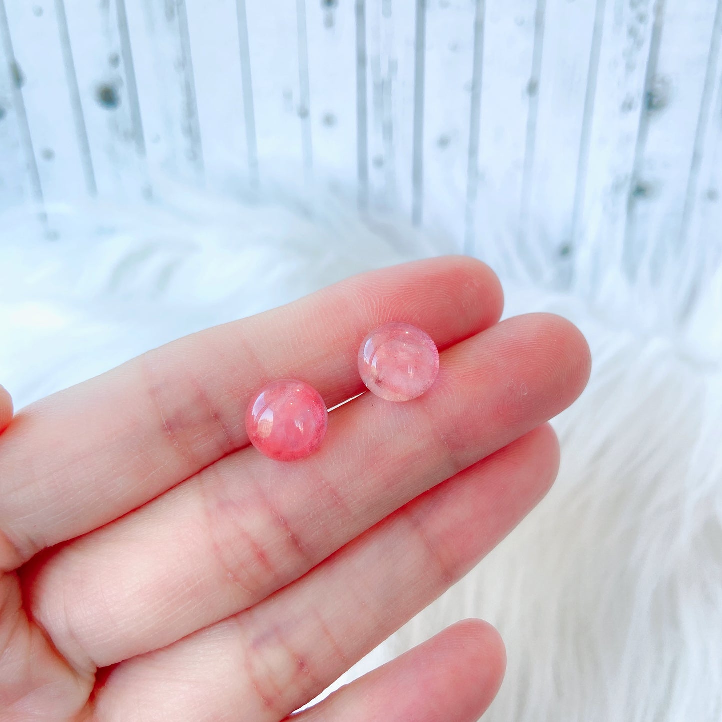 Strawberry Quartz 8mm/10mm Round Natural Stone Earrings