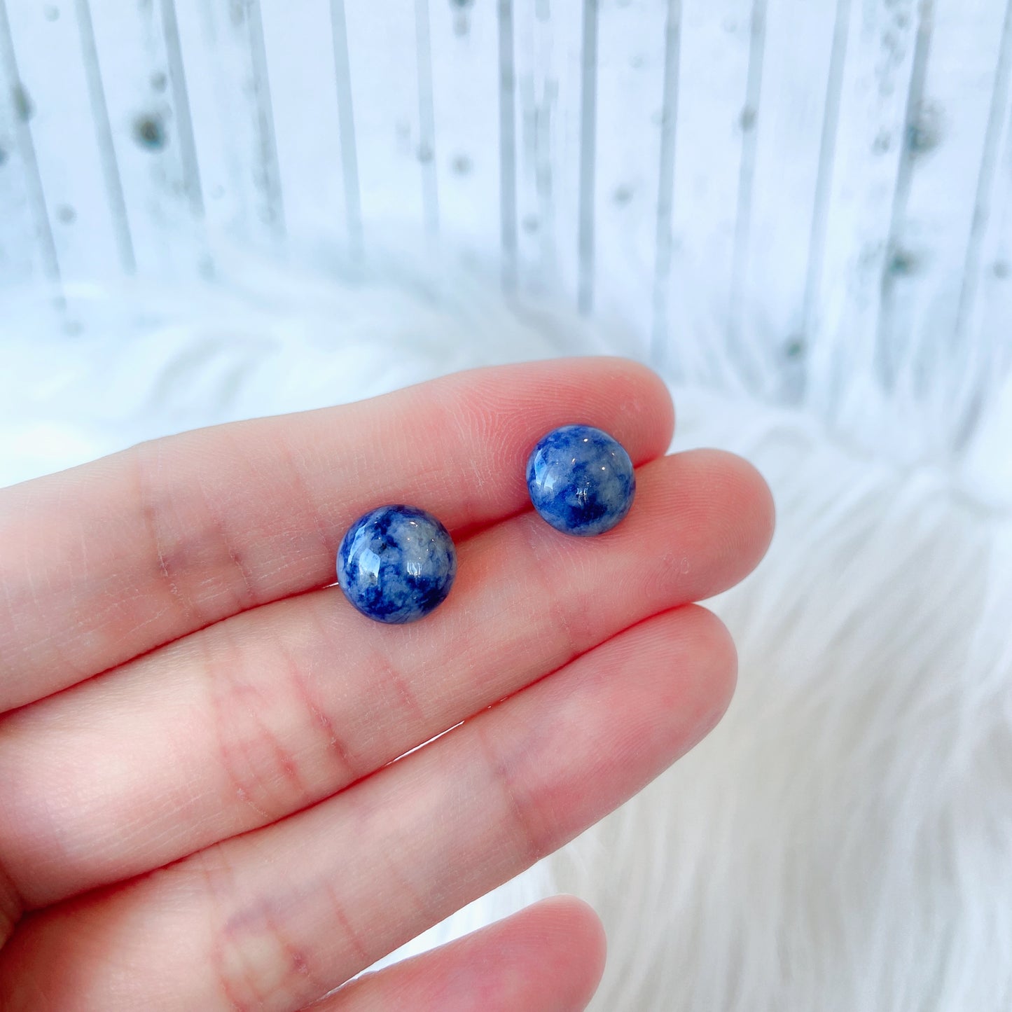 Lapis lazuli 8mm/10mm Round Natural Stone Earrings