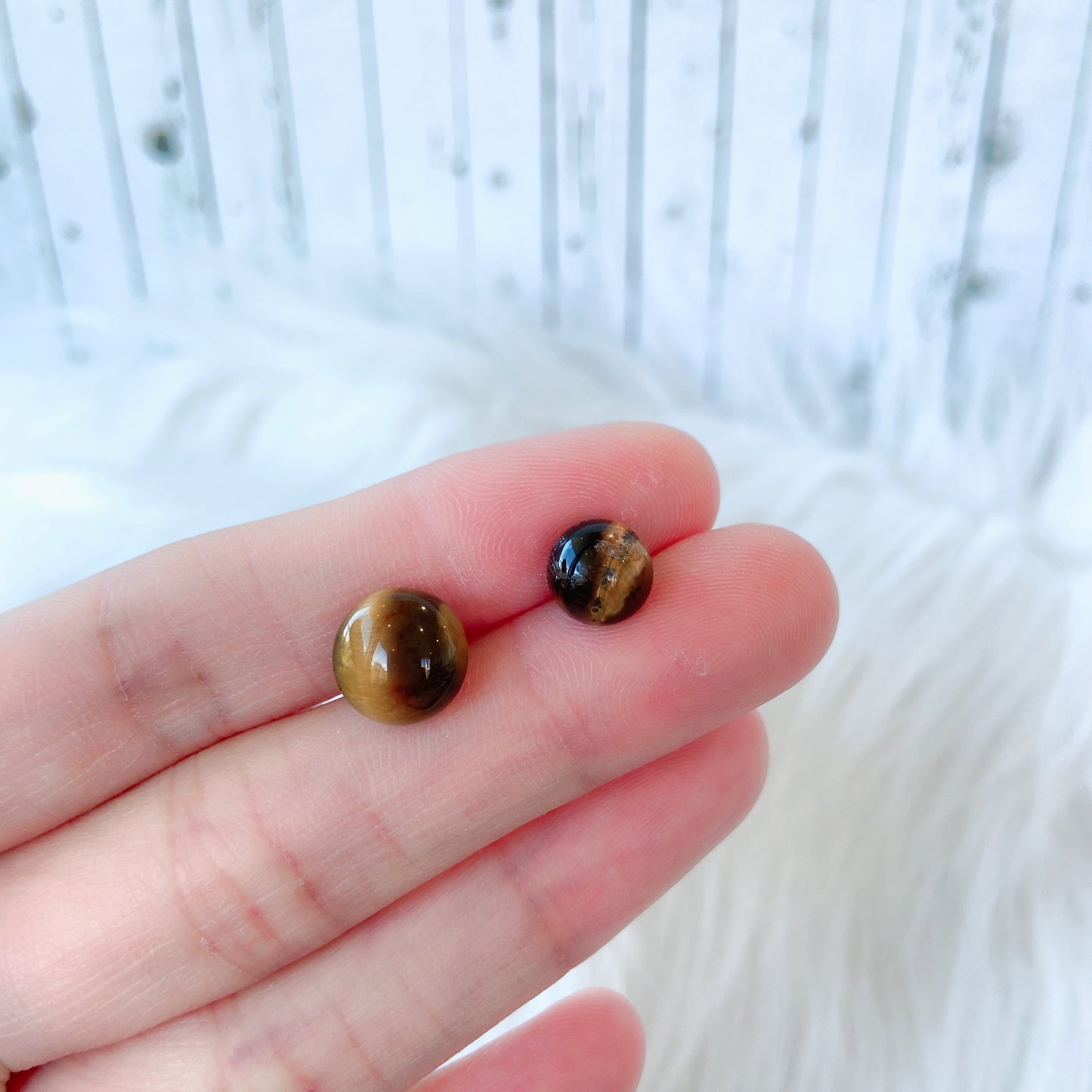 Tiger Eye 8mm/10mm Round Natural Stone Earrings