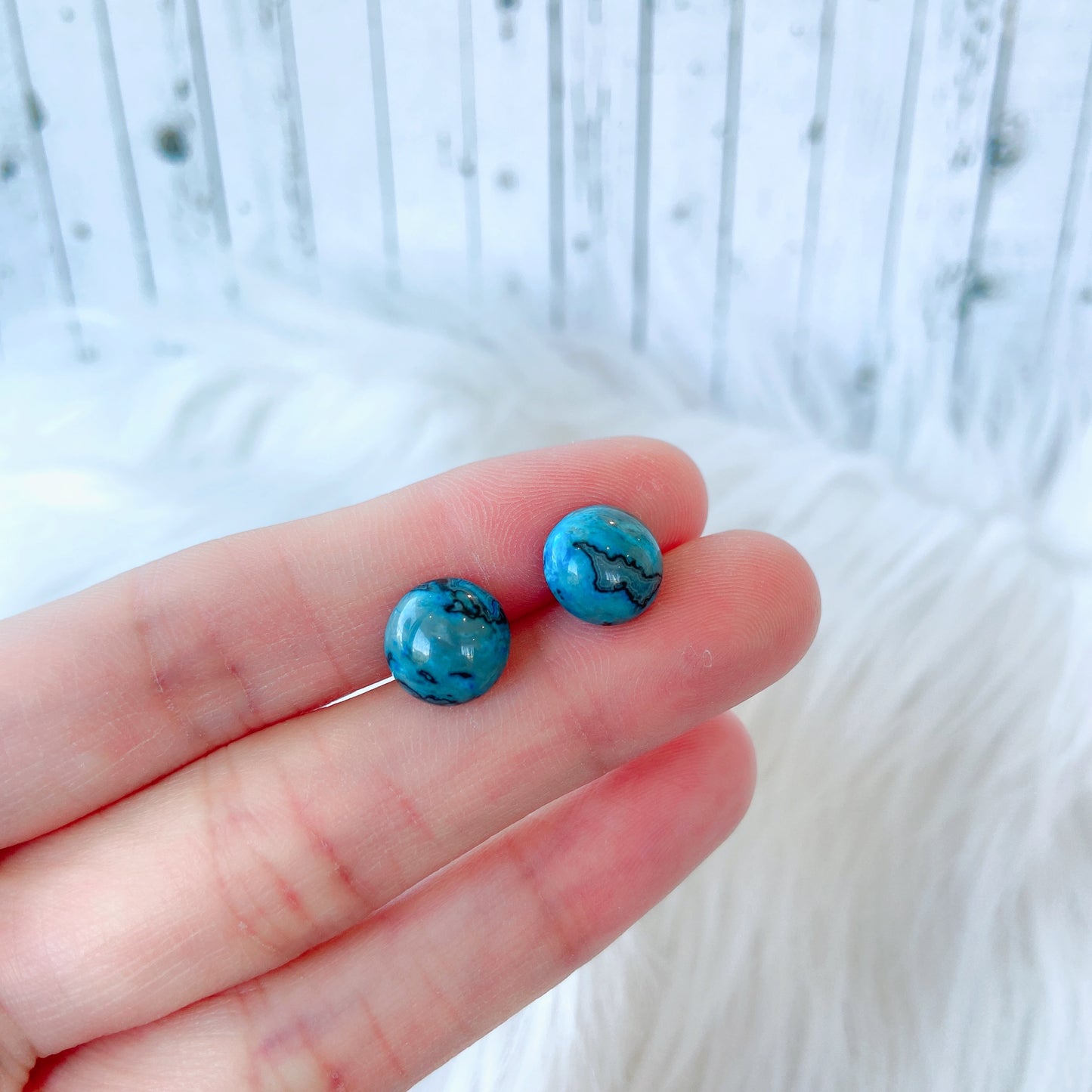 Crazy Lace Agate 10mm Round Natural Stone Earrings