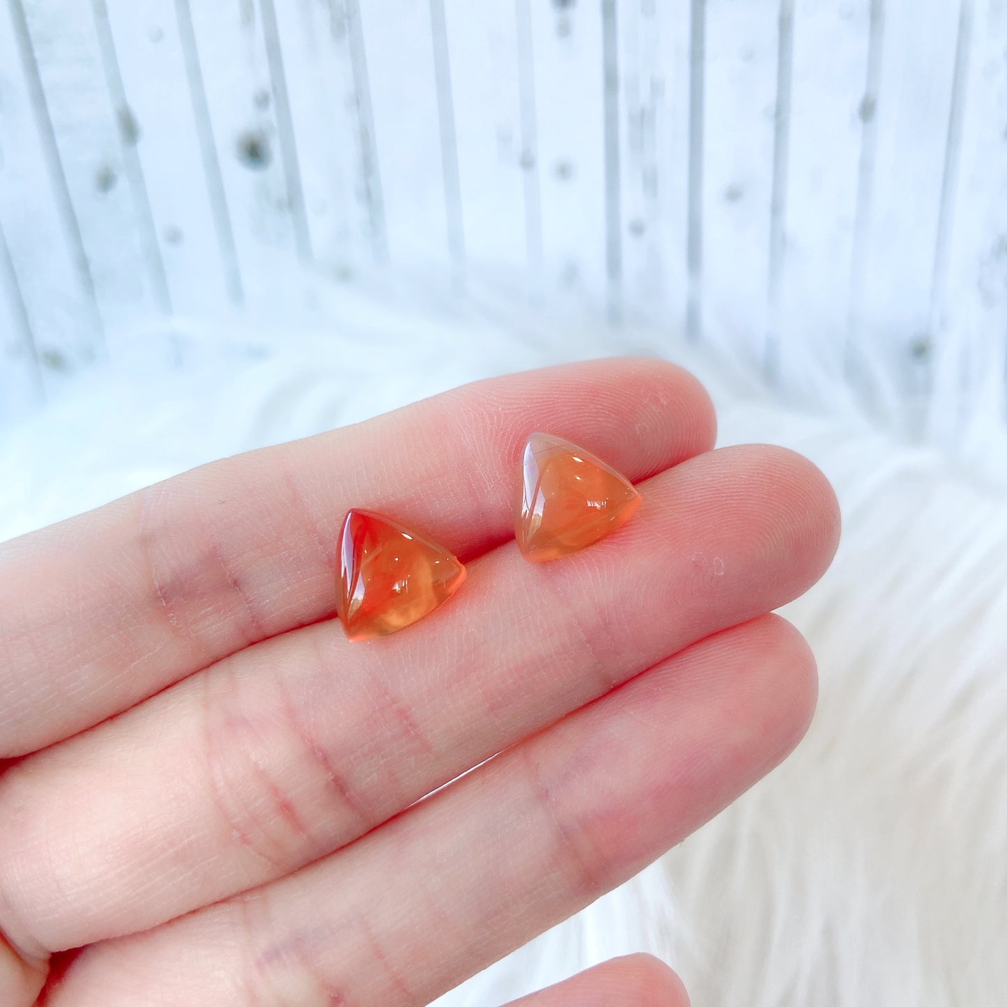 Orange Agate 10mm Triangle Natural Stone Earrings