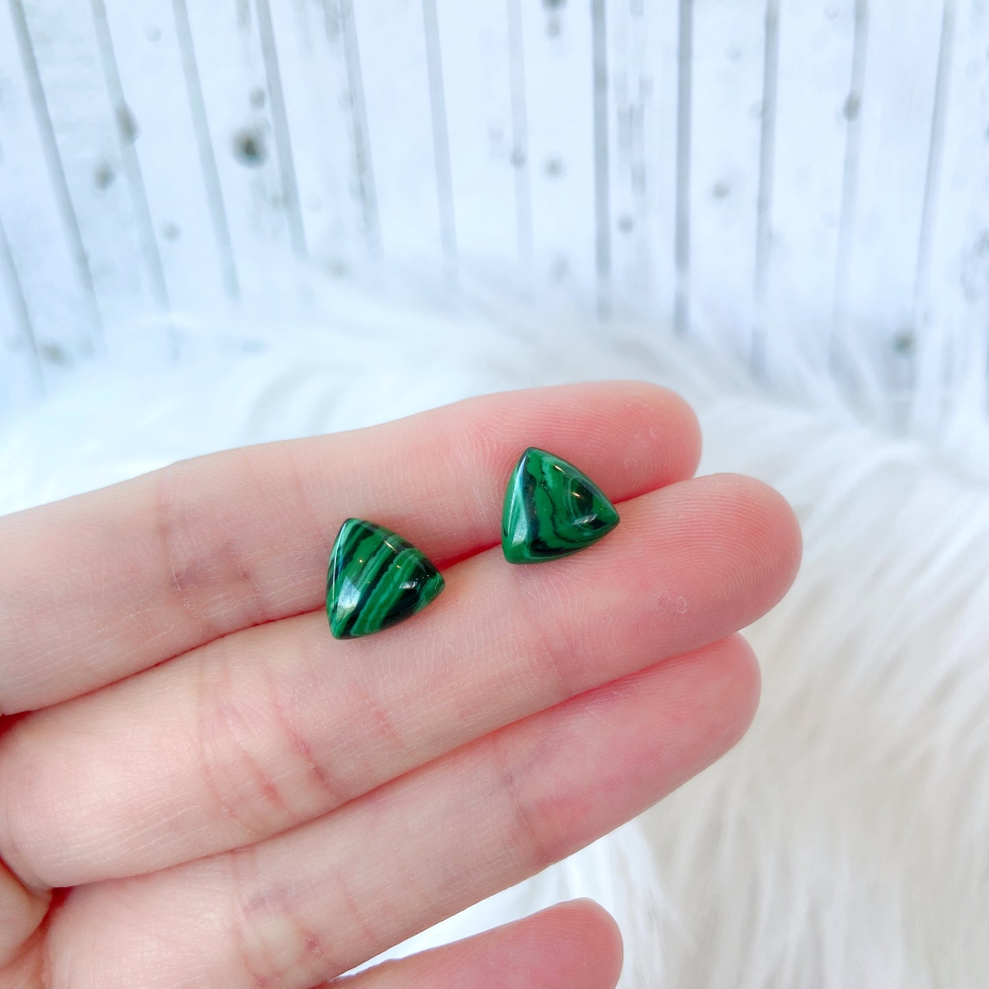 Malachite 10mm Triangle Natural Stone Earrings
