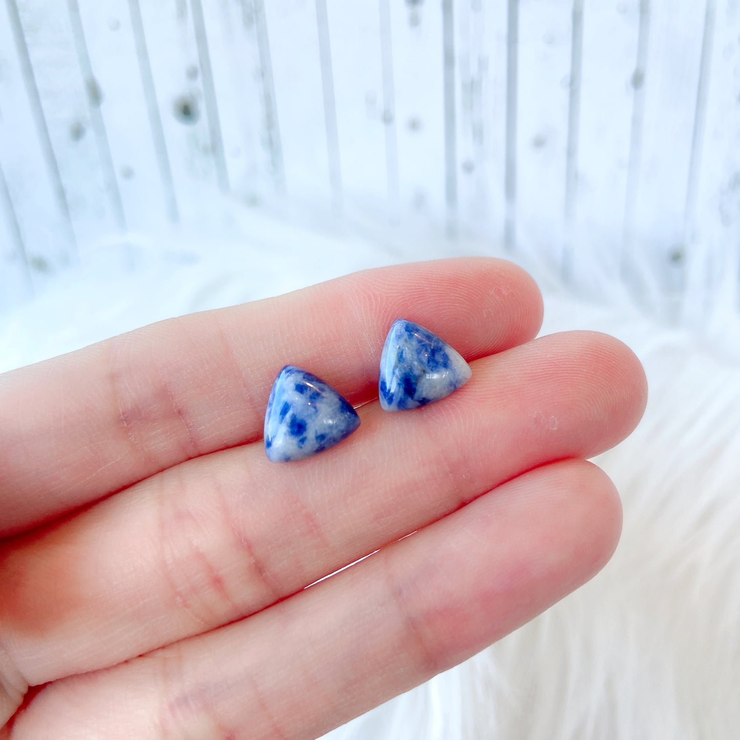 Lapis lazuli 10mm Triangle Natural Stone Earrings