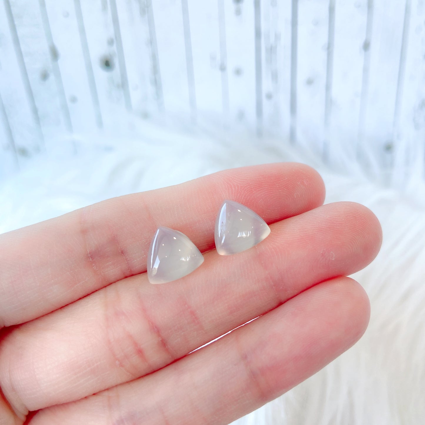 White Crystal 10mm Triangle Natural Stone Earrings