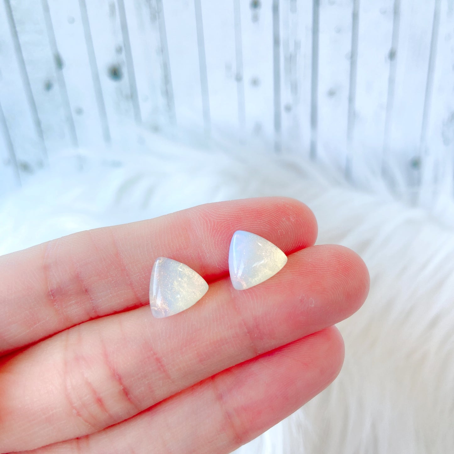 Opalite 10mm Triangle Natural Stone Earrings